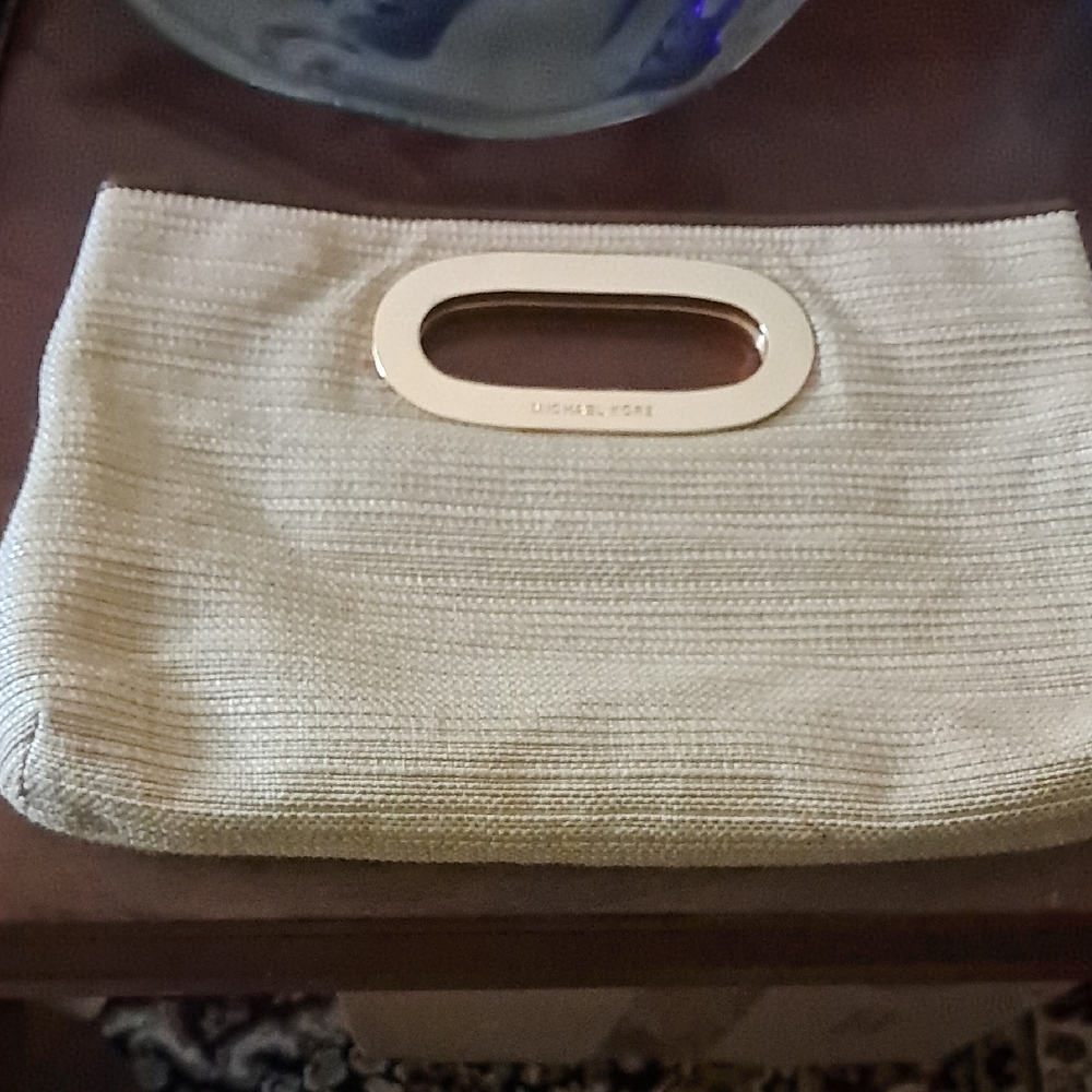 Michael Kors Cream Clutch Textured Wristlet